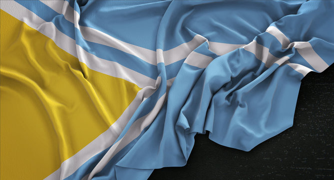 Tuva Flag Wrinkled On Dark Background 3D Render