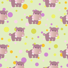 pattern with cartoon cute toy baby behemoth