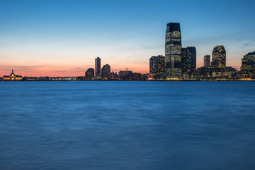 View on jersey city during sunset