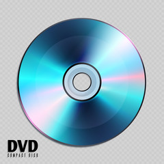 Realistic cd or dvd compact disk close up vector illustration
