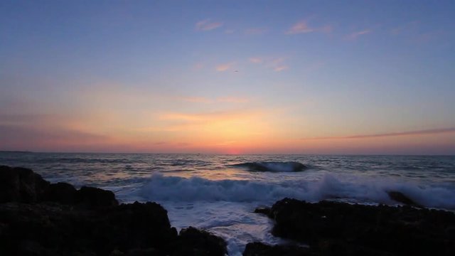 Timelapse sunset at sea side. Natural video