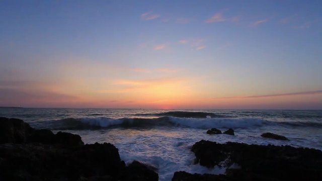 Timelapse sunset at sea side. Natural video