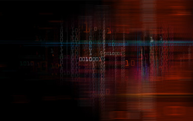 Digital binary data and electronic circuit board.