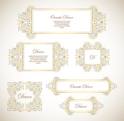 Vector set ornamental  decorative frame.