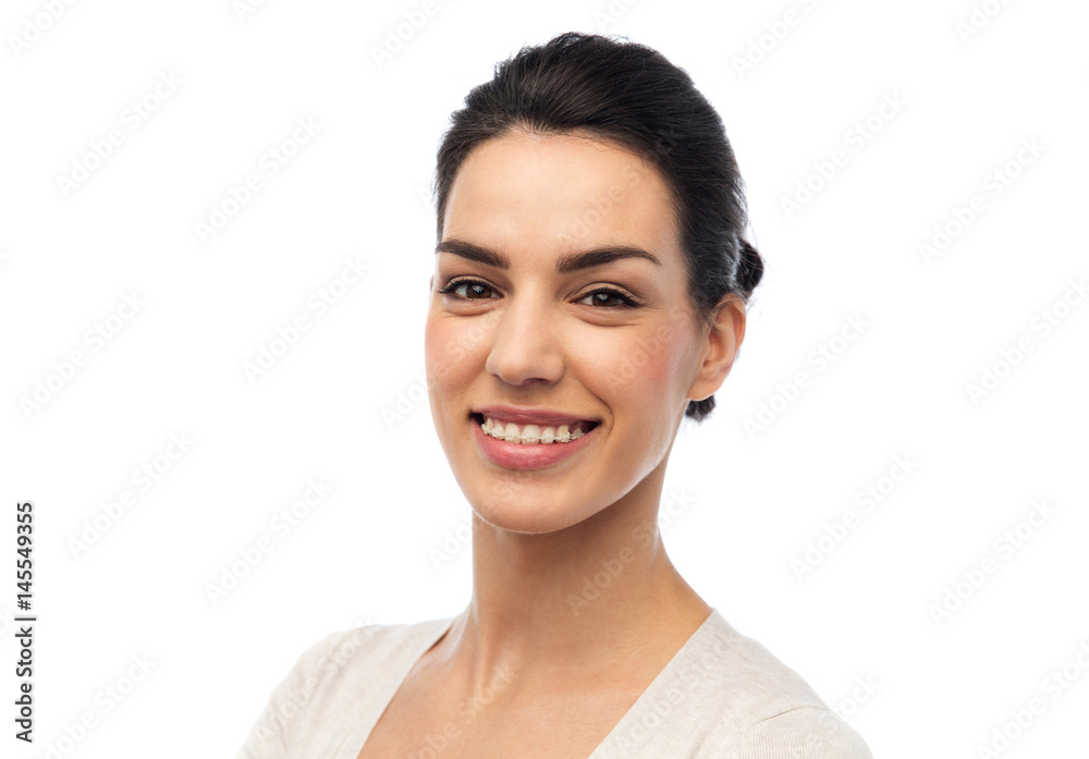 Wall mural happy smiling young woman with braces