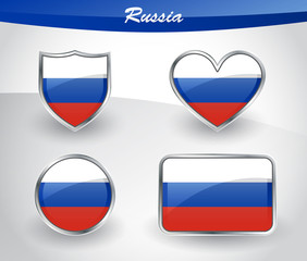 Glossy Russia flag icon set
