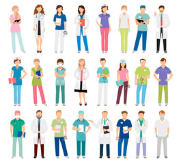 Female and male doctors and nurses