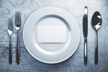 Plate with business card top