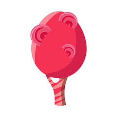 Pink sweet candy tree with lollipops. Colorful cartoon vector Illustration