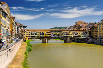 Naklejka premium Florence Ponte Vecchio view at summer, Tuscany, Italy