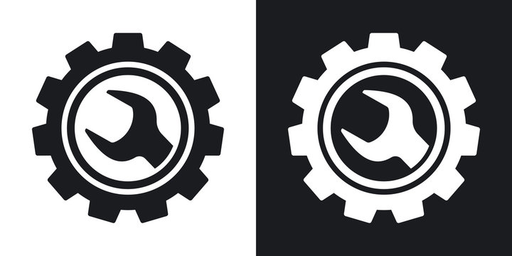 Vector service icon. Two-tone version on black and white background
