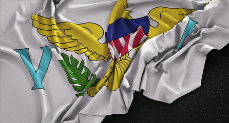 United States Virgin Islands Flag Wrinkled On Dark Background 3D Render