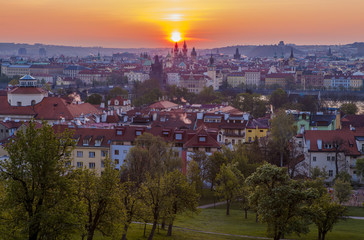 Fototapeta na wymiar Sunrise in Prague, Czech Republic, Europe