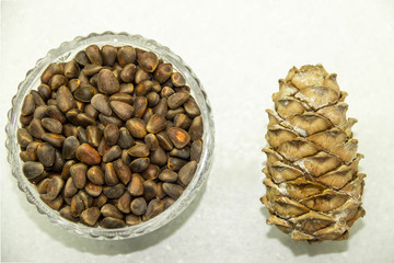 Cedar cone and nuts