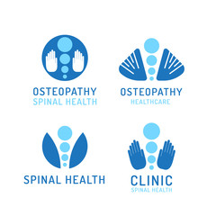 Fototapeta premium Set of vector logos of the preservation of health and treatment of back pain is drawn in flat style isolated on white background