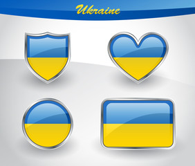 Glossy Ukraine flag icon set