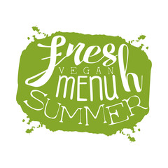 Fresh summer menu green label, vector illustration