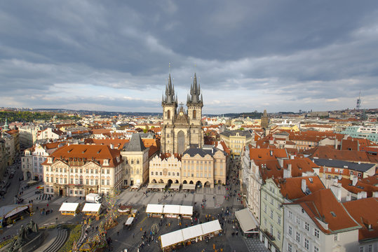 Panoramic view of the Old Town Square in Prague. Czech Republic