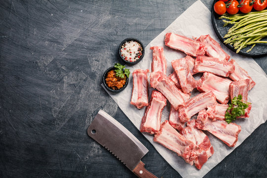 Raw pork ribs