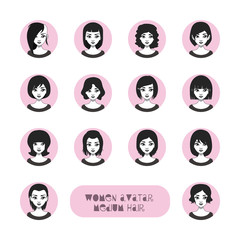 Women avatars with medium hair