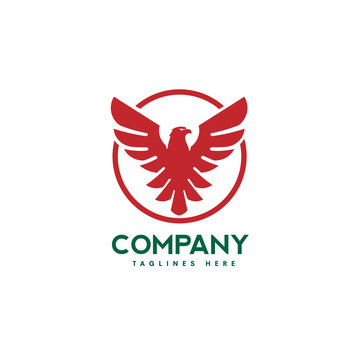 eagle bird with circle logo . creative hawk  logotype , phoenix bird illustration logo
