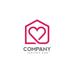 house and heart logo vector. home care logo vector, Heart love, love home family logo , royalty. Realty logo, mortgage. Real estate. Lawyer office. Development logo
