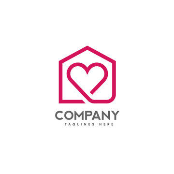 house and heart logo vector. home care logo vector, Heart love, love home family logo , royalty. Realty logo, mortgage. Real estate. Lawyer office. Development logo
