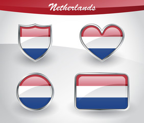 Glossy Netherlands flag icon set