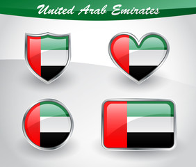 Glossy United Arab Emirates flag icon set