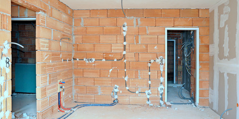 Hausbau, Ziegel, Installation