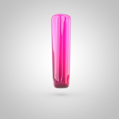 Glossy red and pink gradient paint alphabet letter L lowercase isolated on white background