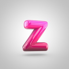 Glossy red and pink gradient paint alphabet letter Z lowercase isolated on white background