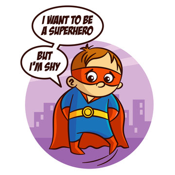Shy Superhero Boy Sticker