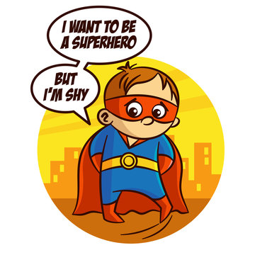 Shy Superhero Boy Sticker