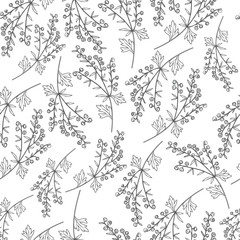 Fototapeta na wymiar Seamless vector pattern Artemisia absinthium, wormwood hand drawn vector ink sketch isolated on white Also called absinthium absinthe wormwood, wormwood, common wormwood, Absinthe plant