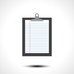 Blank clipboard with paper icon. Vector illustration
