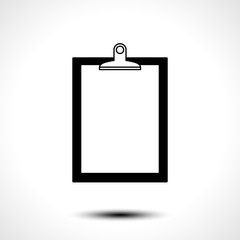Blank clipboard with paper icon. Vector illustration