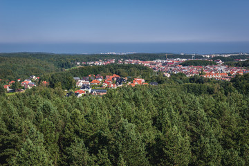 Aerial view from mount Donas hill on Gdynia city in Poland - obrazy, fototapety, plakaty
