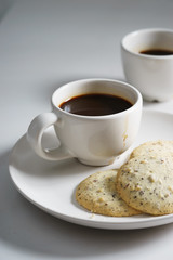 hot coffee  with cookies