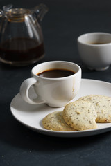 hot coffee  with cookies