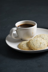 hot coffee  with cookies