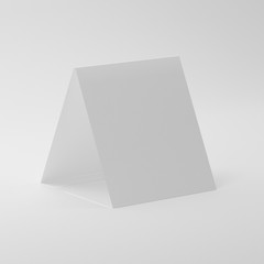 Blank Table Tent Mock-Ups On Isolated White Background, Table Tent For Your Design Presentation, 3D Illustration