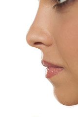 Obraz premium Zamknij się kobiecy nos i usta