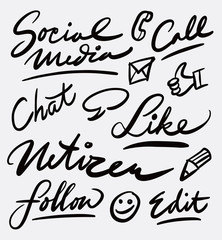 Social media hand written typography. Good use for logotype, symbol, cover label, product, brand, poster title or any graphic design you want. Easy to use or change color
