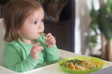 Healthy eating.Little girl eating healthy food