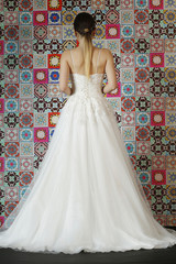 Fototapeta premium Beautiful model posing in a wedding dress