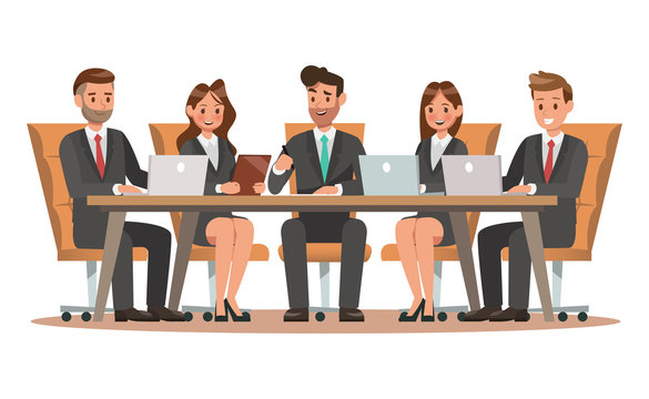 Set of business characters working in office. Vector illustration design no2