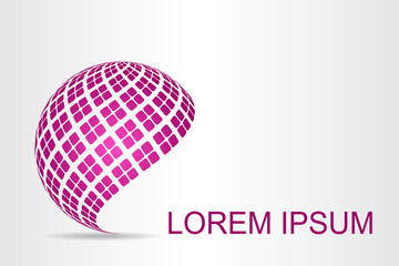 Logo stylized spherical surface with abstract shapes