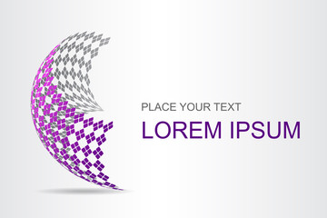 Logo stylized spherical surface with abstract shapes