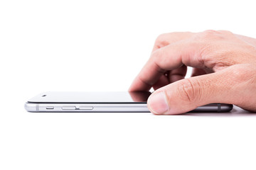 Smart mobile phone finger touch on touchscreen